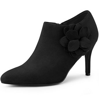 Flower Pointed Toe Stiletto Heels Ankle Booties for Women