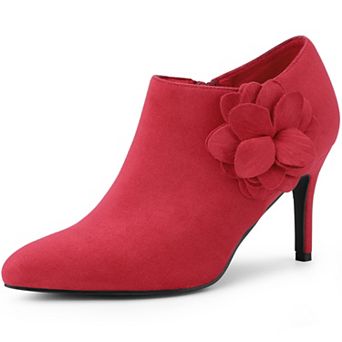 Flower Pointed Toe Stiletto Heels Ankle Booties for Women