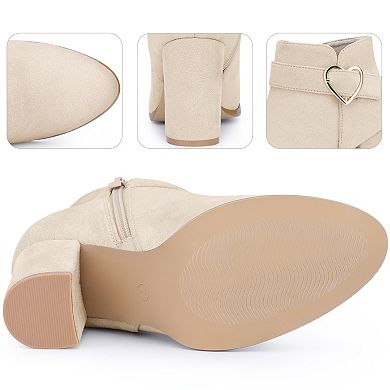 Buckle Chunky Heels with Ankle Boots for Women