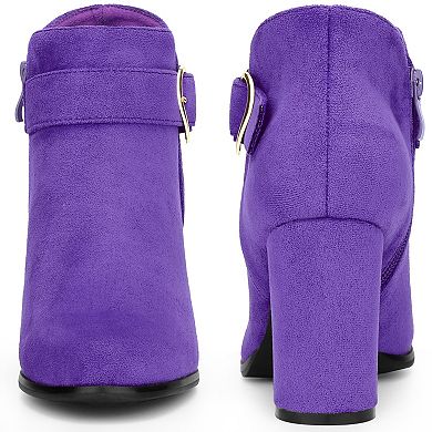 Buckle Chunky Heels with Ankle Boots for Women