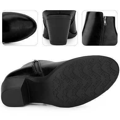 Ankle Boots Mid-height Heels Zipper Dressy Chelsea Booties for Women