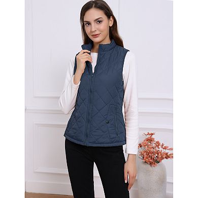 2 Packs Women's Stand Collar Lightweight Gilet Quilted Zip Vest