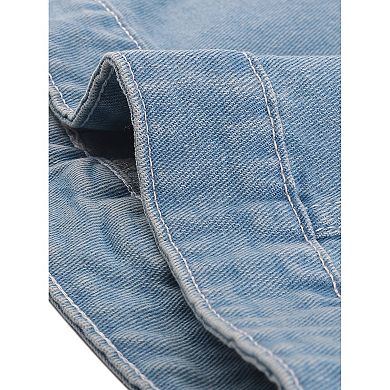 2 Packs Women's Washed Chest Flap Pockets Single Breasted Denim Vest Jacket