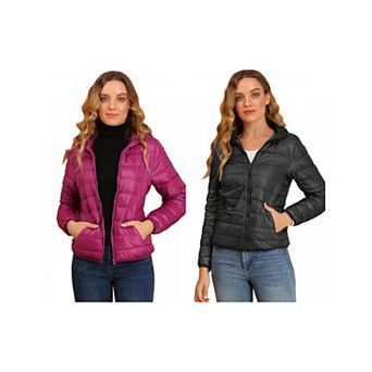 2 Packs Women's Hooded Lightweight Down Packable Puffyer Jacket