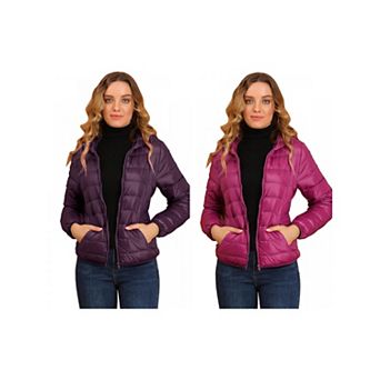 2 Packs Women's Hooded Lightweight Down Packable Puffyer Jacket