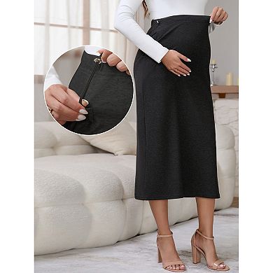 Women's Maternity Sweater Skirt Over the Belly High Waist A Line Flared Swing Solid Pregnancy Skirts