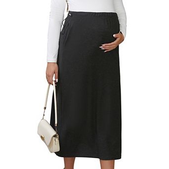 Women's Maternity Sweater Skirt Over the Belly High Waist A Line Flared Swing Solid Pregnancy Skirts