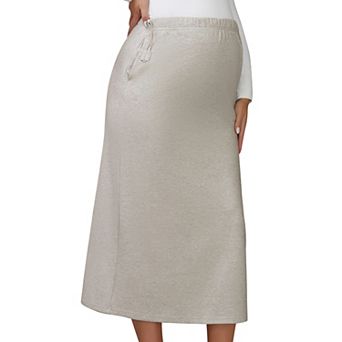 Women's Maternity Sweater Skirt Over the Belly High Waist A Line Flared Swing Solid Pregnancy Skirts