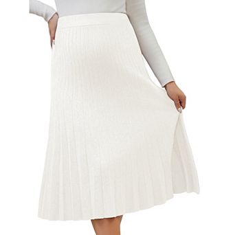 Women's Maternity Sweater Skirt A Line Over the Belly Knit Midi Pregnancy Pleated Skirts