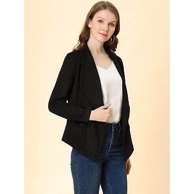 2 Packs Women's Faux Suede Drape Collar Long Sleeves Open Front Cardigan