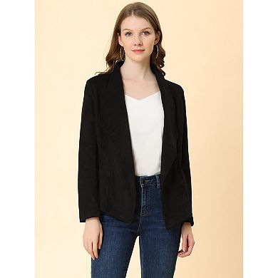 2 Packs Women's Faux Suede Drape Collar Long Sleeves Open Front Cardigan