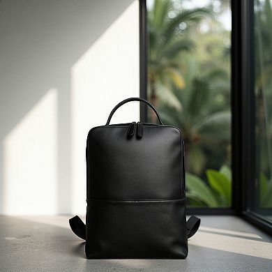 Skald Black Pebbled Leather Backpack