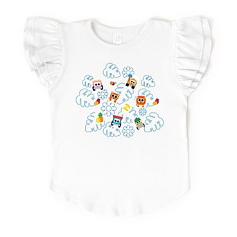 Leo the Truck Palm Leaves and Floral Outline - Flutter Sleeve Graphic T-Shirt