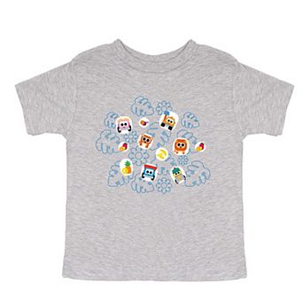 Leo the Truck Palm Leaves and Floral Outline - Toddler Short Sleeve Graphic T-Shirt