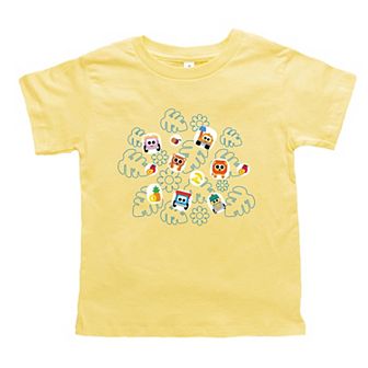 Leo the Truck Palm Leaves and Floral Outline - Toddler Short Sleeve Graphic T-Shirt
