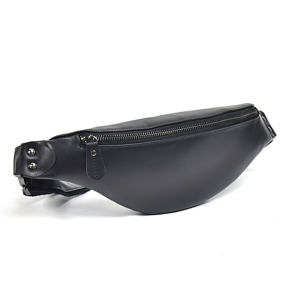 Sigrid Smooth Black Leather Waist Bag