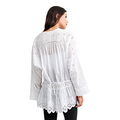 Unbutton Me Eyelet Button Down Shirt