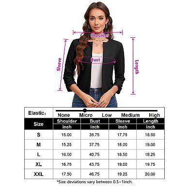 Women Business Open Front Long Sleeve Suit Jacket Trendy Oversized Work Office Cropped Blazer