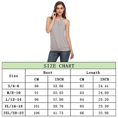 Women's Sleeveless V Neck Tank Tops Drape Wrap Front Solid Pleated Top