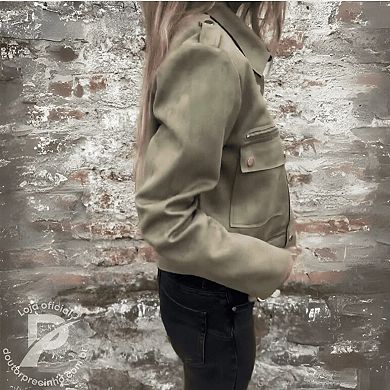 Womens Cropped Suede Leather Jacket Fashion Motorcycle Bomber Jackets Fall Winter Coats