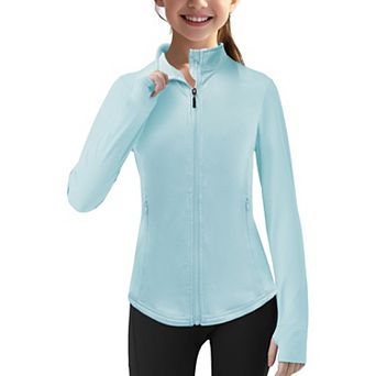 Girls Sun Protection Jacket Full Zip UPF 50+ Long Sleeve Windbreaker with Thumb Holes and Pockets