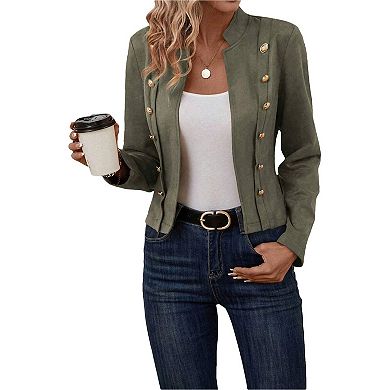 Women's Faux Suede Leather Jacket Casual Long Sleeve Blazer Jacket Coat Fall Outfits