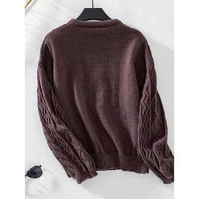 Womens Basic Sweater Knitted Twisted Long Sleeve Pullover Casual Crewneck Solid Classic Tops