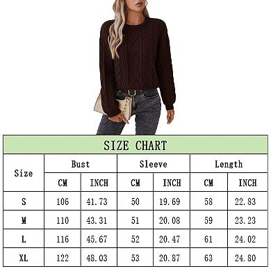 Womens Basic Sweater Knitted Twisted Long Sleeve Pullover Casual Crewneck Solid Classic Tops
