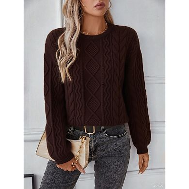 Womens Basic Sweater Knitted Twisted Long Sleeve Pullover Casual Crewneck Solid Classic Tops