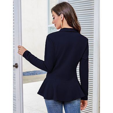 Womens Casual Blazer Long Sleeve Open Front Ruffle Work Office Cardigan Suit Jackets