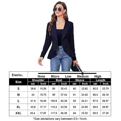 Womens Casual Blazer Long Sleeve Open Front Ruffle Work Office Cardigan Suit Jackets