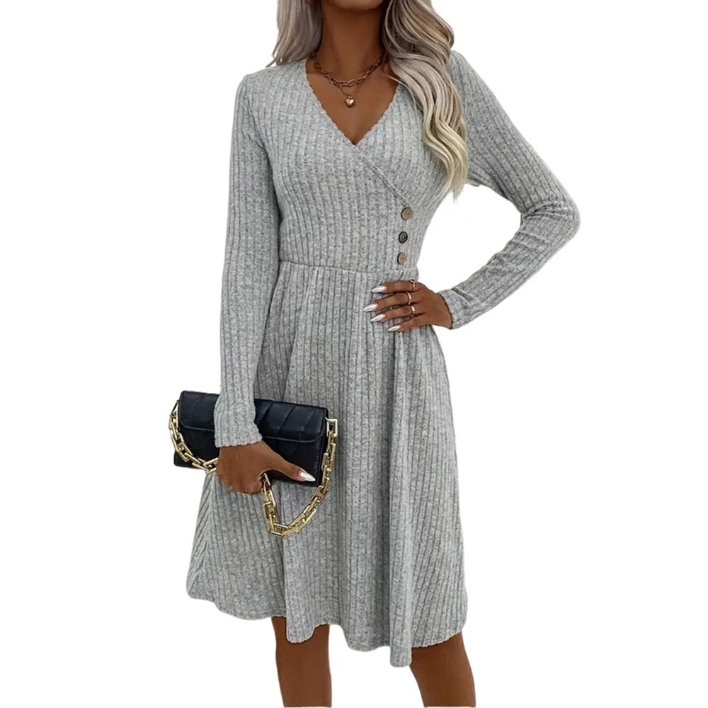 Women's Cowl Neck Midi Sweater Dress – Waisted Side Slit Knit Gown main image 1