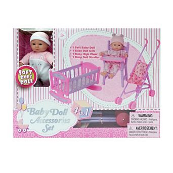 Kid Concepts 13-Inch 4 pc Soft Baby Doll & Accessories Set