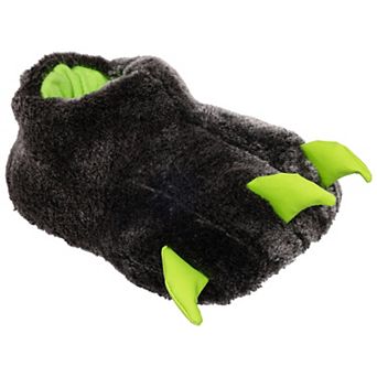 Capelli Boys Tipped Faux Fur Bear Claw Slip-On Slippers