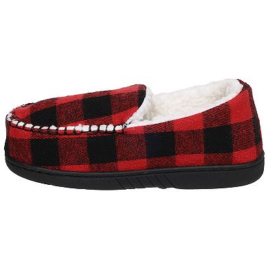 Capelli Buffalo Plaid Moccasin Boys Faux Berber Lined Indoor Slippers