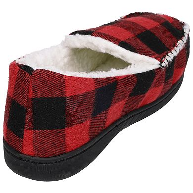 Capelli Buffalo Plaid Moccasin Boys Faux Berber Lined Indoor Slippers