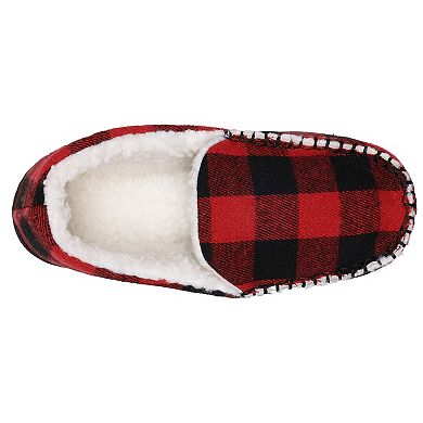 Capelli Buffalo Plaid Moccasin Boys Faux Berber Lined Indoor Slippers