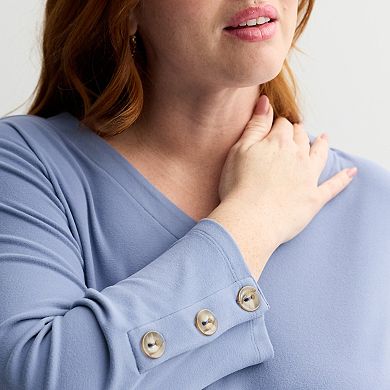 Plus Size Croft & Barrow® Sleeve Button Tunic