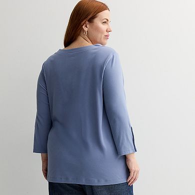 Plus Size Croft & Barrow® Sleeve Button Tunic