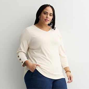 Plus Size Croft & Barrow® Sleeve Button Tunic