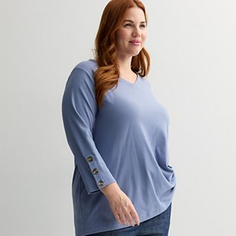 Plus Size Croft & Barrow® Sleeve Button Tunic
