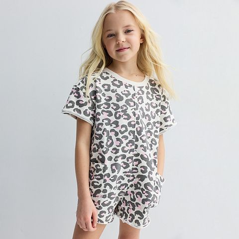 Детские Girls 4-8 Grayson Threads Kids The Label Cheetah Short Sleeve Romper
