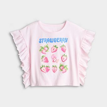 Girls 4-8 Grayson Threads Kids The Label Strawberry Ruffle Sleeve Graphic Tee