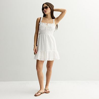 Juniors' Rewind Strappy Embroidered Dress