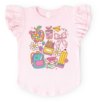 School Supplies Coquette - Kids Flutter Sleeve Tee