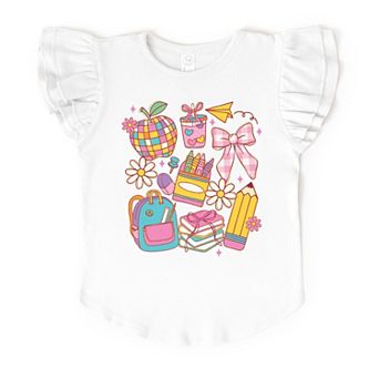 School Supplies Coquette - Kids Flutter Sleeve Tee