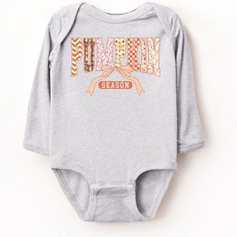Pumpkin Season Patterns - Baby Long Sleeve Bodysuit