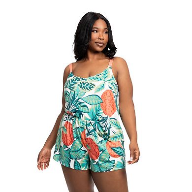 Plus Size Lilac+London Printed 2-Piece Pajama Tank Top & Pajama Bottoms Set