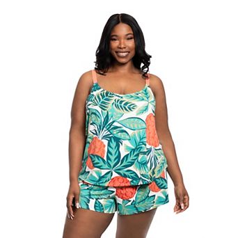 Plus Size Lilac+London Printed 2 pc Pajama Tank Top & Pajama Bottoms Set