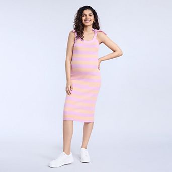 Maternity Motherhood® Sleeveless Ruffle Shoulder Smocked Dress